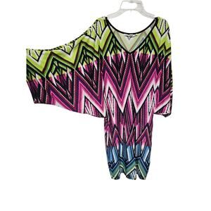 Maggy London Chevron Zig Zag Print Dress Sz 8 Dolman Sleeve Knee Length Office